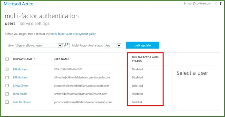 Multi-factor authentication in Microsoft Azure