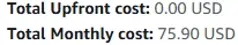 Screenshot showing the total cost of an AWS instance