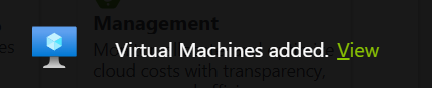 Virtual Machines added Dialog popup