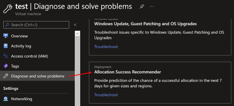Allocation success recommender tool Azure