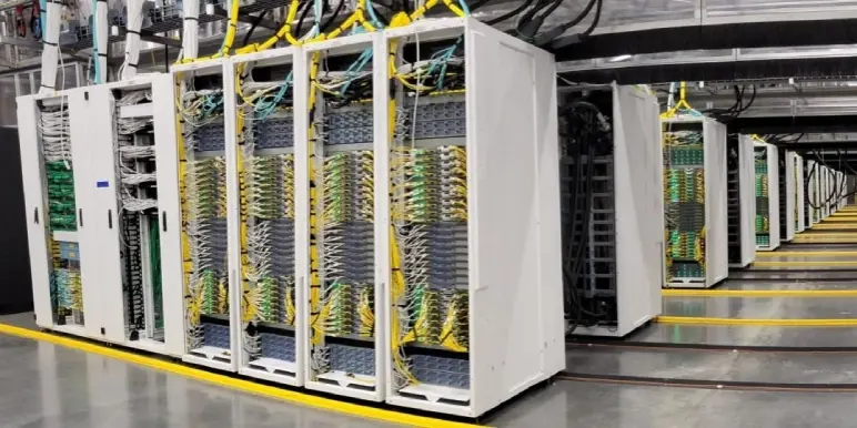 A high-density cluster of AI infrastructure servers in a Microsoft datacentre.