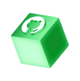 Glossy green cube with GitHub logo