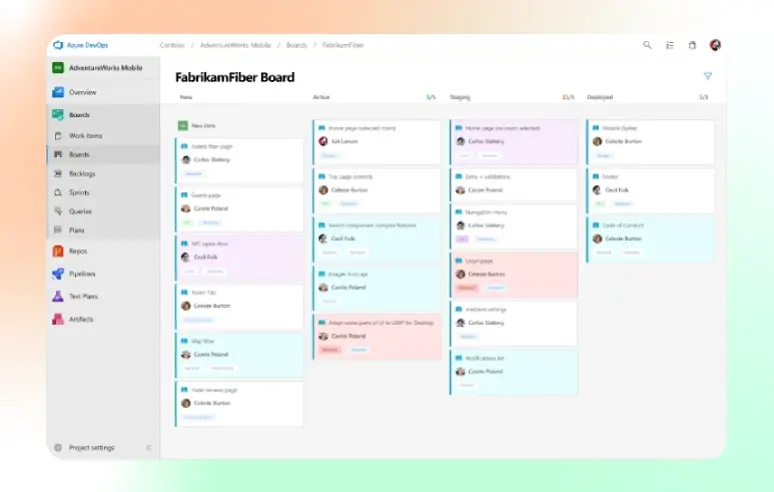 Screenshot of an Azure DevOps board