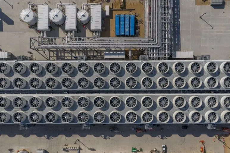 Aerial view of part of the closed loop liquid cooling system.