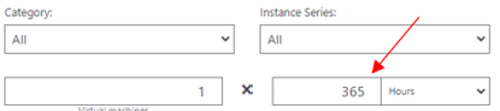 Azure Pricing Calculator Step 4 Setting the usage hours